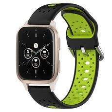 Per Garmin Forerunner Sq2 Music Cinturino in silicone bicolore traspirante da 20 mm (nero + verde lime)