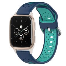 Per Garmin Forerunner Sq2 Music Cinturino in silicone bicolore traspirante da 20 mm (blu + verde acqua)