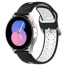 Per Honor Magic Watch2 42mm 20mm Cinturino in silicone bicolore traspirante (nero + bianco)