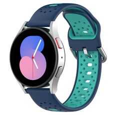 Per Honor Magic Watch2 42mm 20mm Cinturino in silicone bicolore traspirante (blu + verde acqua)