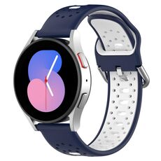 Per Honor Magic Watch2 42mm 20mm Cinturino in silicone bicolore traspirante (blu notte + bianco)