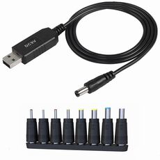 USB 5V a DC 9V 5.5mm x 2.5mm Convertitore Step Up Convertitore di tensione Cavo di alimentazione con 8 connettori
