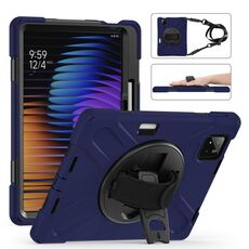 Per Xiaomi Pad 7 / 7 Pro Custodia girevole in silicone per tablet PC ibrido con tracolla (blu navy)