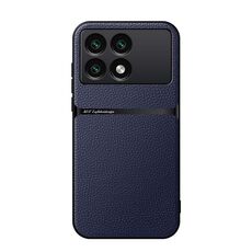 Per Redmi K70E Custodia per telefono antiurto magnetica in pelle Litchi con copertura completa (blu navy)