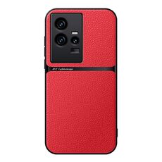Per vivo iQOO 11 Custodia per telefono antiurto magnetica in pelle Litchi con copertura completa (rossa)