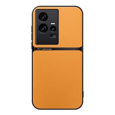 Per vivo iQOO 11 Custodia per telefono antiurto magnetica in pelle Litchi con copertura completa (giallo)