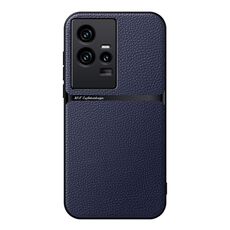 Per vivo iQOO 11 Custodia per telefono antiurto magnetica in pelle Litchi con copertura completa (blu navy)