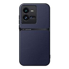Per vivo iQOO 10 Pro Custodia per telefono antiurto magnetica in pelle Litchi con copertura completa (blu navy)