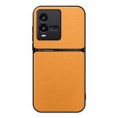 Per vivo iQOO 10 Custodia per telefono antiurto magnetica in pelle Litchi con copertura completa (giallo)