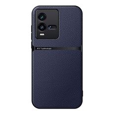Per vivo iQOO 10 Custodia per telefono antiurto magnetica in pelle Litchi con copertura completa (blu navy)