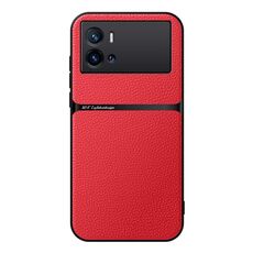 Per vivo iQOO 9 Custodia per telefono antiurto magnetica in pelle Litchi con copertura completa (rossa)