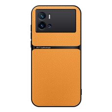Per vivo iQOO 9 Custodia per telefono antiurto magnetica in pelle Litchi con copertura completa (giallo)