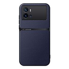Per vivo iQOO 9 Custodia per telefono antiurto magnetica in pelle Litchi con copertura completa (blu navy)