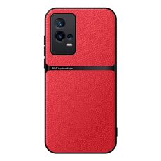 Per vivo iQOO 8 Custodia per telefono antiurto magnetica in pelle Litchi con copertura completa (rossa)