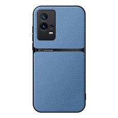 Per vivo iQOO 8 Custodia per telefono antiurto magnetica in pelle Litchi con copertura completa (blu)