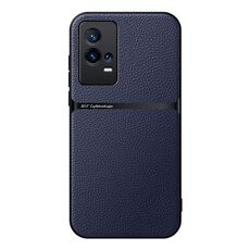 Per vivo iQOO 8 Custodia per telefono antiurto magnetica in pelle Litchi con copertura completa (blu navy)