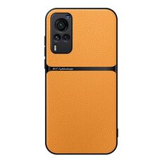 Per vivo X60 Custodia per telefono antiurto magnetica in pelle Litchi con copertura completa (giallo)