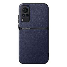 Per vivo X60 Custodia per telefono antiurto magnetica in pelle Litchi con copertura completa (blu navy)