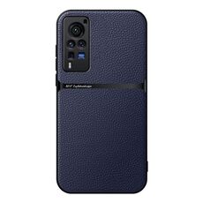 Per vivo X60 Pro Custodia per telefono antiurto magnetica in pelle Litchi con copertura completa (blu navy)