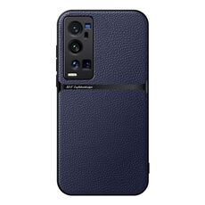 Per vivo X60 Pro+ Custodia per telefono antiurto magnetica in pelle Litchi con copertura completa (blu navy)