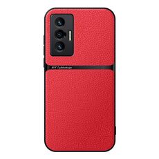 Per vivo X70 Custodia per telefono antiurto magnetica in pelle Litchi con copertura completa (rossa)