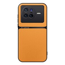 Per vivo X80 Custodia per telefono antiurto magnetica in pelle Litchi con copertura completa (giallo)