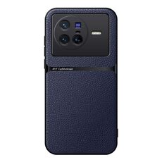 Per vivo X80 Custodia per telefono antiurto magnetica in pelle Litchi con copertura completa (blu navy)