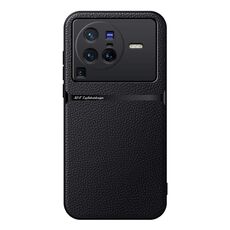 Per vivo X80 Pro Custodia per telefono antiurto magnetica in pelle Litchi con copertura completa (nera)