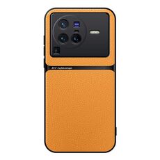 Per vivo X80 Pro Custodia per telefono antiurto magnetica in pelle Litchi con copertura completa (giallo)