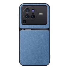 Per vivo X80 Pro Custodia per telefono antiurto magnetica in pelle Litchi con copertura completa (blu)