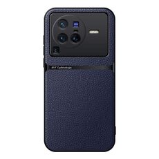 Per vivo X80 Pro Custodia per telefono antiurto magnetica in pelle Litchi con copertura completa (blu navy)