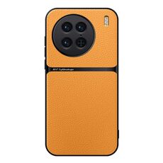 Per vivo X90 Pro Custodia per telefono antiurto magnetica in pelle Litchi con copertura completa (giallo)