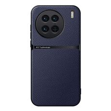 Per vivo X90 Pro Custodia per telefono antiurto magnetica in pelle Litchi con copertura completa (blu navy)