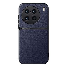 Per vivo X90 Pro+ Custodia per telefono antiurto magnetica in pelle Litchi con copertura completa (blu navy)