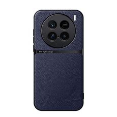 Per vivo X100 Ultra Litchi Leather Magnetic Full Coverage Antiurto Custodia per telefono (blu navy)
