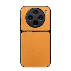 Per vivo X100 Custodia per telefono antiurto magnetica in pelle Litchi con copertura completa (giallo)