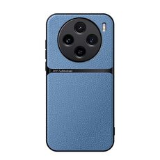 Per vivo X100 Custodia per telefono antiurto magnetica in pelle Litchi con copertura completa (blu)
