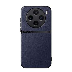 Per vivo X100 Custodia per telefono antiurto magnetica in pelle Litchi con copertura completa (blu navy)