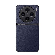 Per vivo X100 Pro Custodia per telefono antiurto magnetica in pelle Litchi con copertura completa (blu navy)