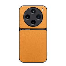Per vivo X100s Custodia per telefono antiurto magnetica in pelle Litchi con copertura completa (giallo)