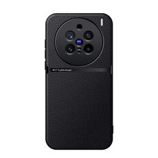 Per vivo X200 Pro Custodia per telefono antiurto magnetica in pelle Litchi con copertura completa (nera)