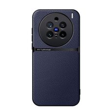Per vivo X200 Pro Custodia per telefono antiurto magnetica in pelle Litchi con copertura completa (blu navy)