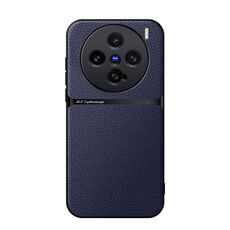 Per vivo X200 Pro mini Custodia per telefono antiurto magnetica in pelle Litchi con copertura completa (blu navy)