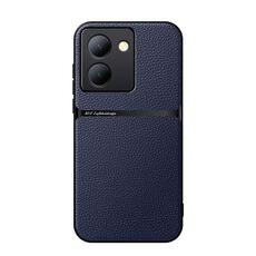 Per vivo Y78 Custodia per telefono antiurto magnetica in pelle Litchi con copertura completa (blu navy)