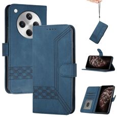 Per OPPO Find X8 Custodia per telefono in pelle con chiusura a scatto Cubic Skin Feel (blu)