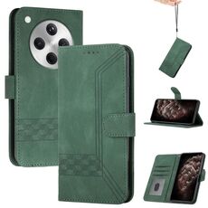 Per OPPO Find X8 Custodia per telefono in pelle con effetto pelle cubica (verde)