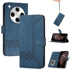 Per OPPO Find X8 Pro Custodia per telefono in pelle con effetto pelle cubica (blu)