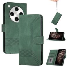 Per OPPO Find X8 Pro Custodia per telefono in pelle con effetto pelle cubica (verde)