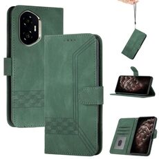 Custodia in pelle Flip Cubic Skin Feel per Honor 300 (verde)