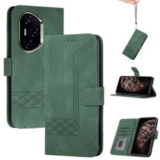 Per Honor 300 Pro / Honor 300 Ultra Custodia in pelle con effetto pelle cubica Flip (verde)
